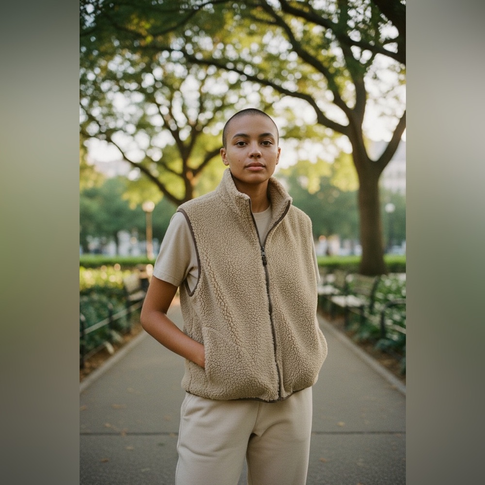 Cozy Cream Sherpa vest made in U.S